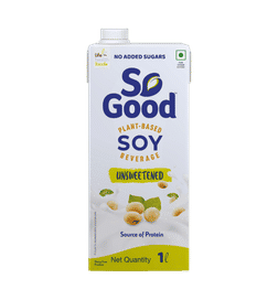 Plant Based Soy Beverage Unsweetened| Lactose Free | No Added Sugar | Gluten Free | Zero Cholesterol | Dairy Free |NON GMO Soybean