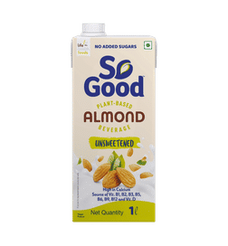 Plant Based Almond Beverage Unsweetened | Lactose Free| No Added Sugar |Gluten Free | Zero Cholesterol |Dairy Free| Source of Calcium & Vitamins