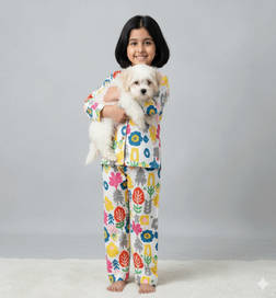 Kid's Wander Blossom Night Suit set (100% Cotton Sleepwear)