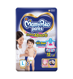 Pant Diaper (L, 9-14 Kg, 5 Pieces, Crisscross Sheet, Extra Absorb)