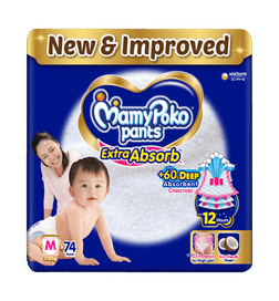 Pant Baby Diaper (M, 7-12 kg, 74 Pieces, Upto 12 Hours, Extra Absorb)