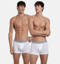 1015 Super Combed Cotton Rib Solid Trunk with StayFresh Treatment - White (Pack of 2) - M