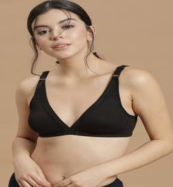 Non-Padded Non-Wired T-Shirt Bra Cotton Rich In Black - 34C