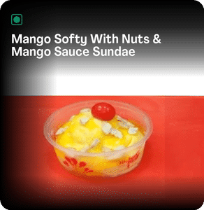 Mango Softy With Nuts & Mango Sauce Sundae