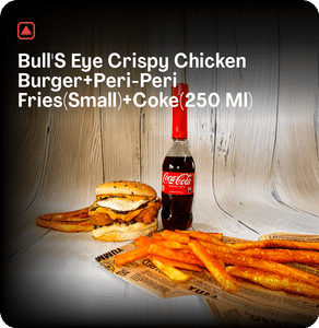 Bull's Eye Crispy Chicken Burger+peri-peri Fries(small)+coke(250 Ml)