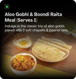 Aloo Gobhi & Boondi Raita Meal (Serves 1)