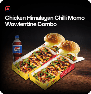 Chicken Himalayan Chilli Momo 8Pc + Chicken Moburg 2Pc + 2 Pepsi 250ml