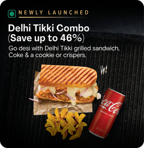 Delhi Tikki Sandwich + Side + Coke
