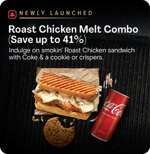 Roast Chicken Melt Sandwich + Side + Coke