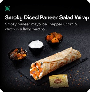 Smoky Diced Paneer Salad Wrap.