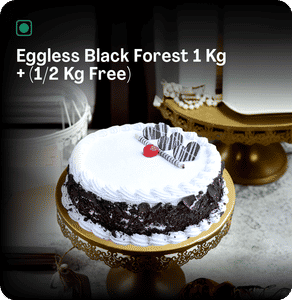 Eggless Black Forest 1 Kg + (1/2 Kg Free)