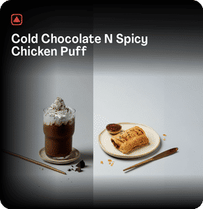 Cold Chocolate N Spicy Chicken Puff