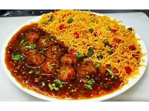 Veg Manchurian Gravy With Veg Fried Rice