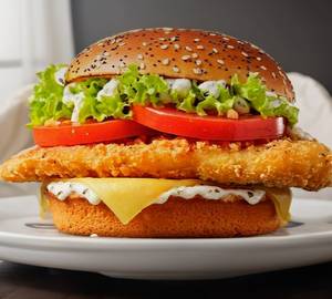 Fried Chicken Burger With Extra Cheese