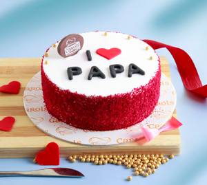Father's Day Special I Love Papa Eggless Red Velvet Cake [500 Grams]        