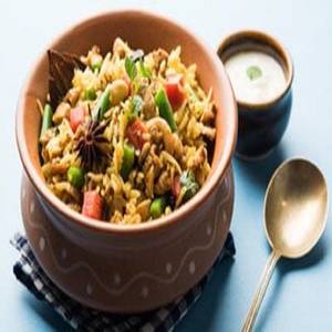 Hyderabadi biryani + Raita + Salad + Papad + Pickle