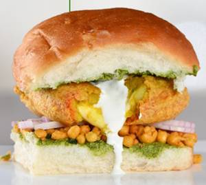 Makka Palak Schezwan Cheese Vada Pav