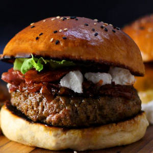 Pork, Goat Cheese & Onion Relish Burger