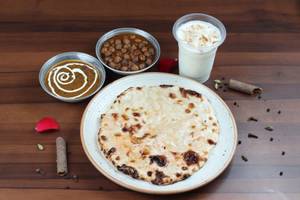 Kulcha With Chole And Dal Makhani + Sweet Lassi