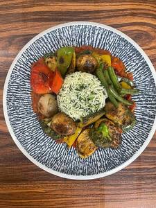 Pesto Roast Veggies-green Rice