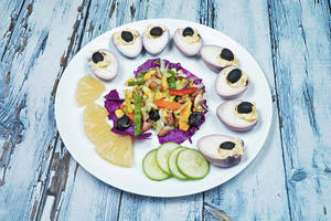 Stuffed Devilled Eggs With Chicken Salad