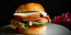 Chicken salami burger with cheese