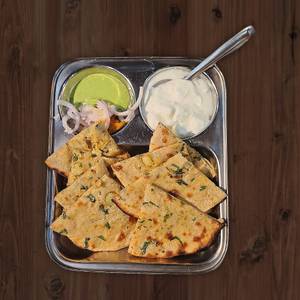 2 Aloo Paratha With Aloo, Chole,Salad, Raita