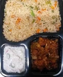 Veg Fried Rice+gobi Mun Dry+onion Raitha(combo)