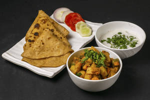 3 Pc Plain Paratha + Sabji of The Day Combo      