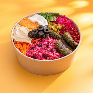Lebanese Falafel & Barley Salad With Hummus & Toum (vegan)