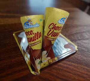 Choco vanilla ice cream cone