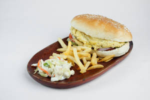 Egg sandwich with fries 