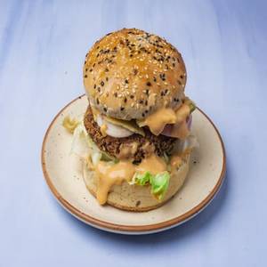 Exotic Veggies Hot Sauce Burger & Fries