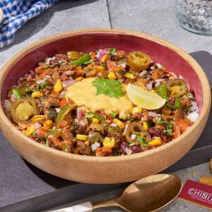 Vegan Roasted Zucchini & Corn Burrito Bowl (Spicy)