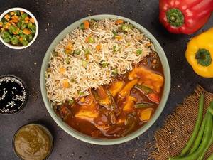 Veg Fried Rice With Chilli Paneer