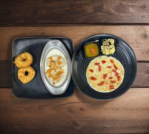 Tomato Uttapam (1 Pc) + Dahi Vada (2 Pc) + Plain Vada (2 Pc)