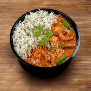 White Rice With Kadhai Chicken Gravy