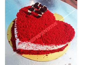 Eggless	 Red Velvet Heart Shape Cake