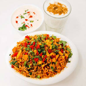 Tawa Pulao with Raita and Pickle and 1 Butter milk