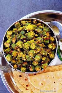 Bhindi Fry N 3 Roti With Sweet Of The Day