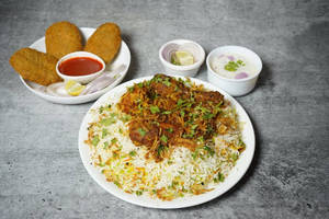 Chicken Hyderabadi Dum Biryani With Cutlet