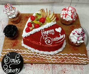 Red Velvet Heart Fruit Cake (Eggless)