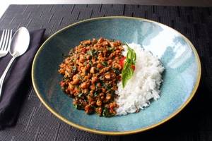  Spicy Basil Chicken & Rice with Fried Egg 