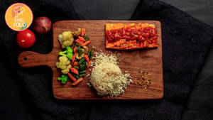 Grilled Paneer With Sauted Veggies And Rice