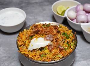 Egg Biryani with Fried Boiled Eggs