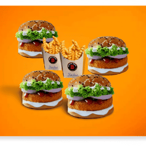 4 Crispy Veg Burger With 2 Fries [Medium]