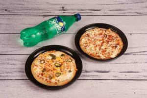 2 Pizza Single Topping+ Lava Cake +(750 Ml)