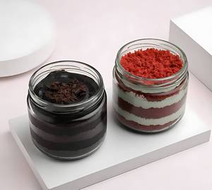 Combo Of Chocolate N Red Velvet Jar Cakes 2 Items