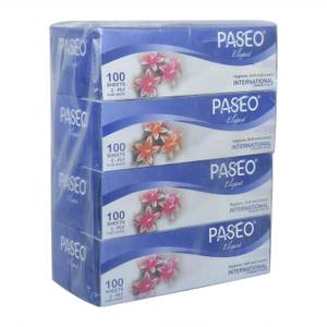 Paseo International Elegant International Quality 2 Ply Facial Tissue Paper 100 Pulls Pack Of 4