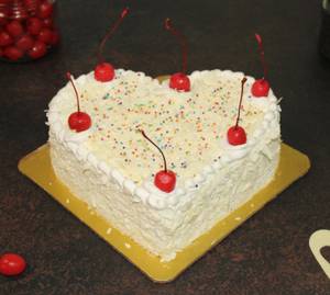 Heart shape white forest cake